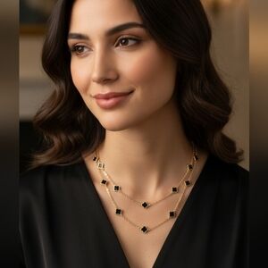 House Of Harlow 1960 Layered Necklage  Gold Tone Clover 16"+3" Nickel Free New